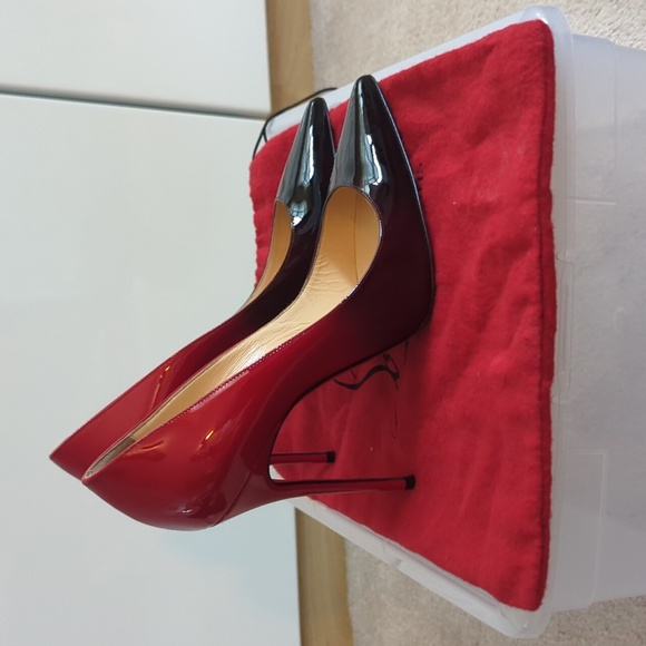 CHRISTIAN LOUBOUTIN Pumps Décolleté Black Red Ombre Heels Size 37 - Picture 2 of 9